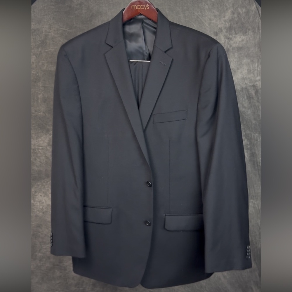 Michael Kors 46L Black 100% Wool Two Button Suit 36x30 Pants Classic Fit